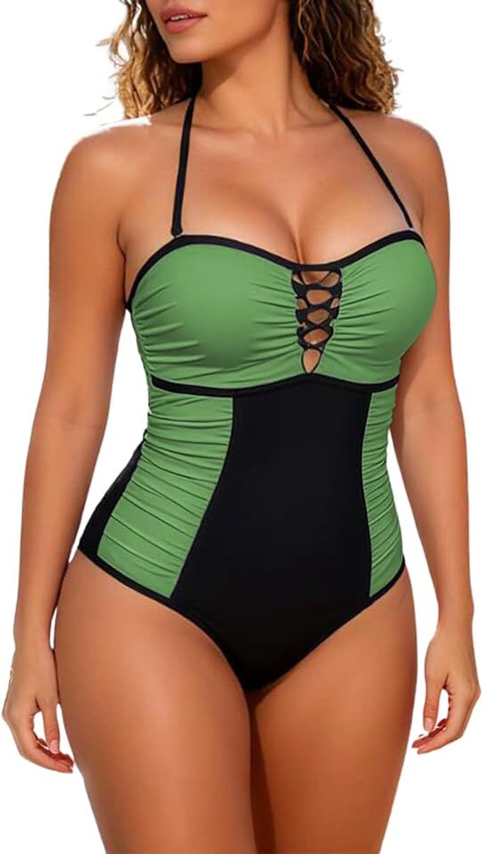 Dames buikweg slank sexy push-up badmode vintage slim fit ruches monokini badpakken rugvrij badpak