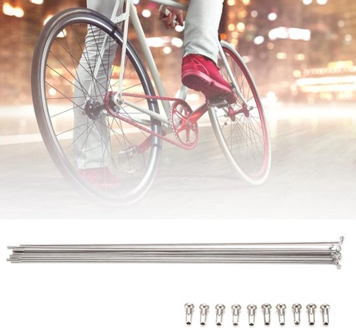 Spaken set voor fiets, 14G J Bend spaak 220mm/245mm/270mm met tepels voor racefiets mountainbike downhill - fiets reparatieonderdelen