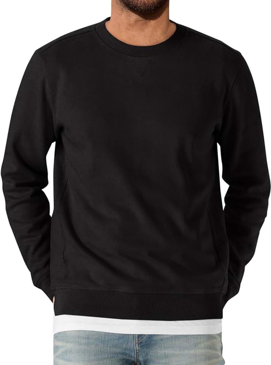 Heren sweatshirt lange mouwen ronde hals pullover mannen licht effen shirt basic vrije tijd sport bovenstuk