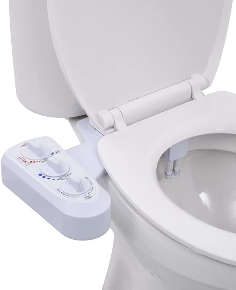 Bidet-opzetstuk voor toiletbril warm koud water dubbele sproeiers douche toilet opzetstuk bidet taharet intieme douche intieme verzorging toilet