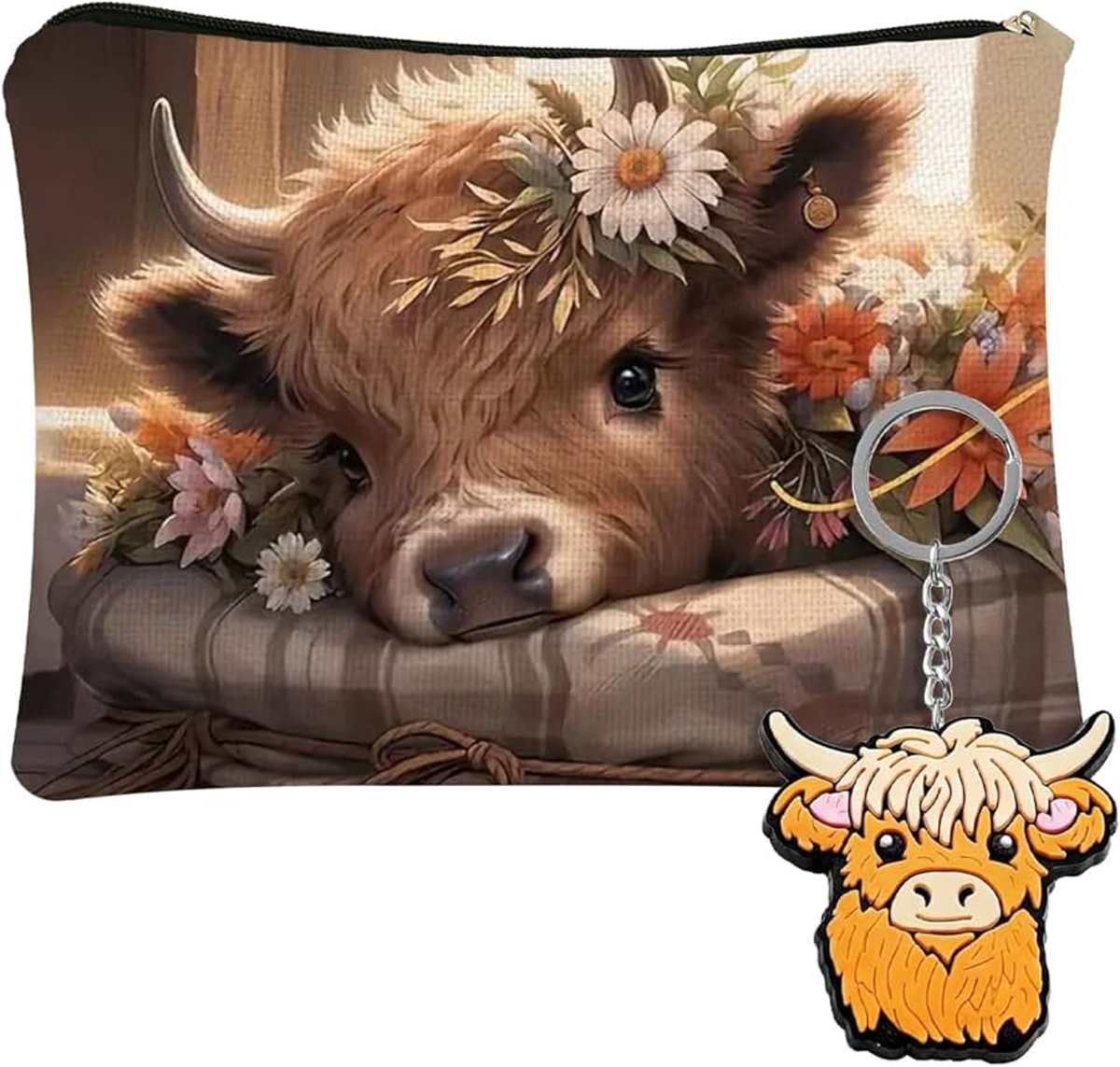 Dames Cadeau met Highland Koe Thema en Sleutelhanger, perfect voor Verjaardag, Jubileum, Valentijnsdag