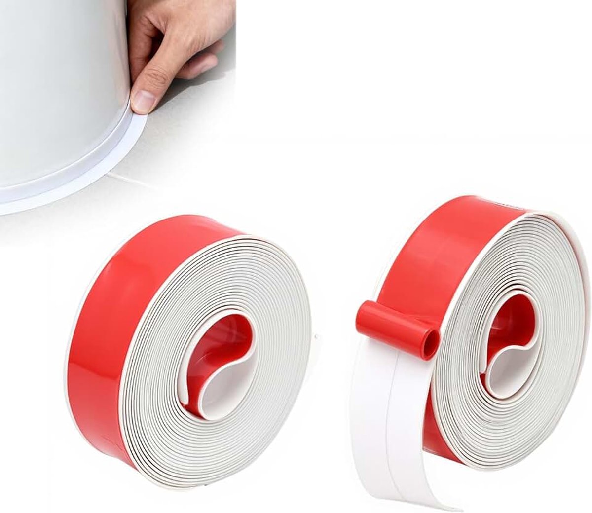 2 rollen siliconen afdichting voor badkamer, 3,2 m x 2,2 cm, zachte plint, zelfklevend, van pvc, schimmelbestendig, douchestrip voor badkuipen, wastafels en keuken
