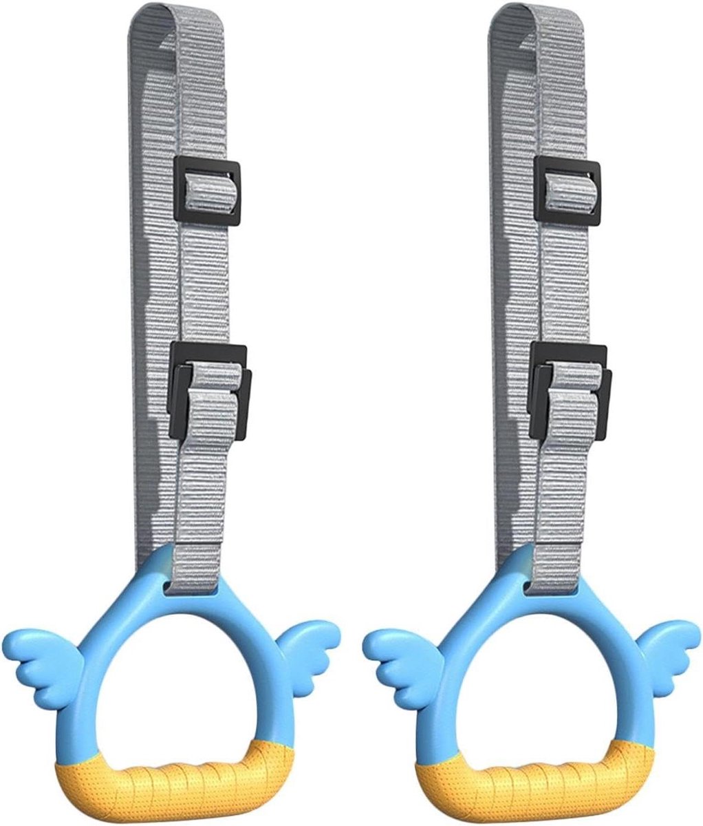 Gymnastiekringen Kinderen - Turnringen Kinderen - Kracht Training - Antislip Textuur - 250 kg Capaciteit - Blauw Geel Grijs