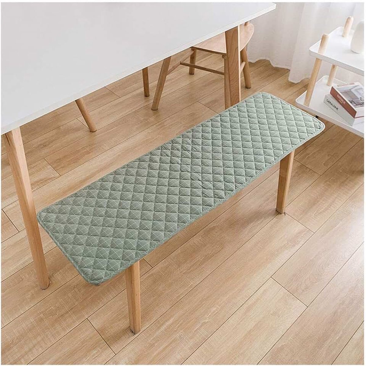 Wangk Tuin Bank Patio Pad Bank Meubels Outdoor 2 Zitskussen elastische Dikke Eetkamerstoel Pads Dikke Bench Pad Mat Zitkussen Outdoor Bench Pad Kussen-Groen 100×35cm (39×14in)