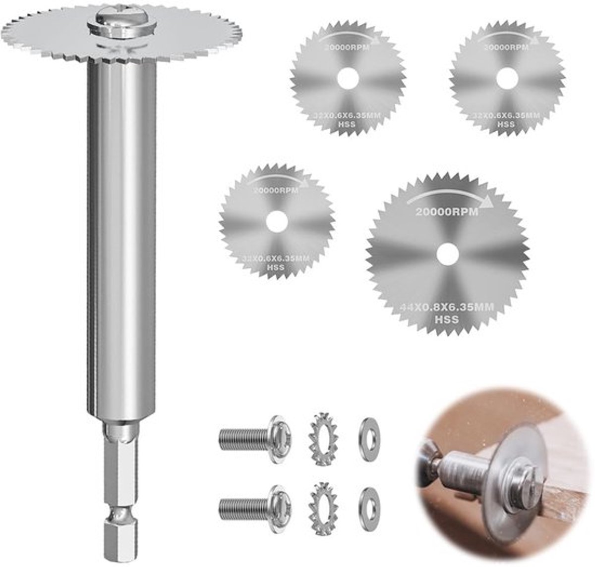 Binnenbuissnijder - Cirkelzaagbladen set - Nauwkeurig zagen - Voor diverse materialen - 32 mm 44 mm - Zilver
