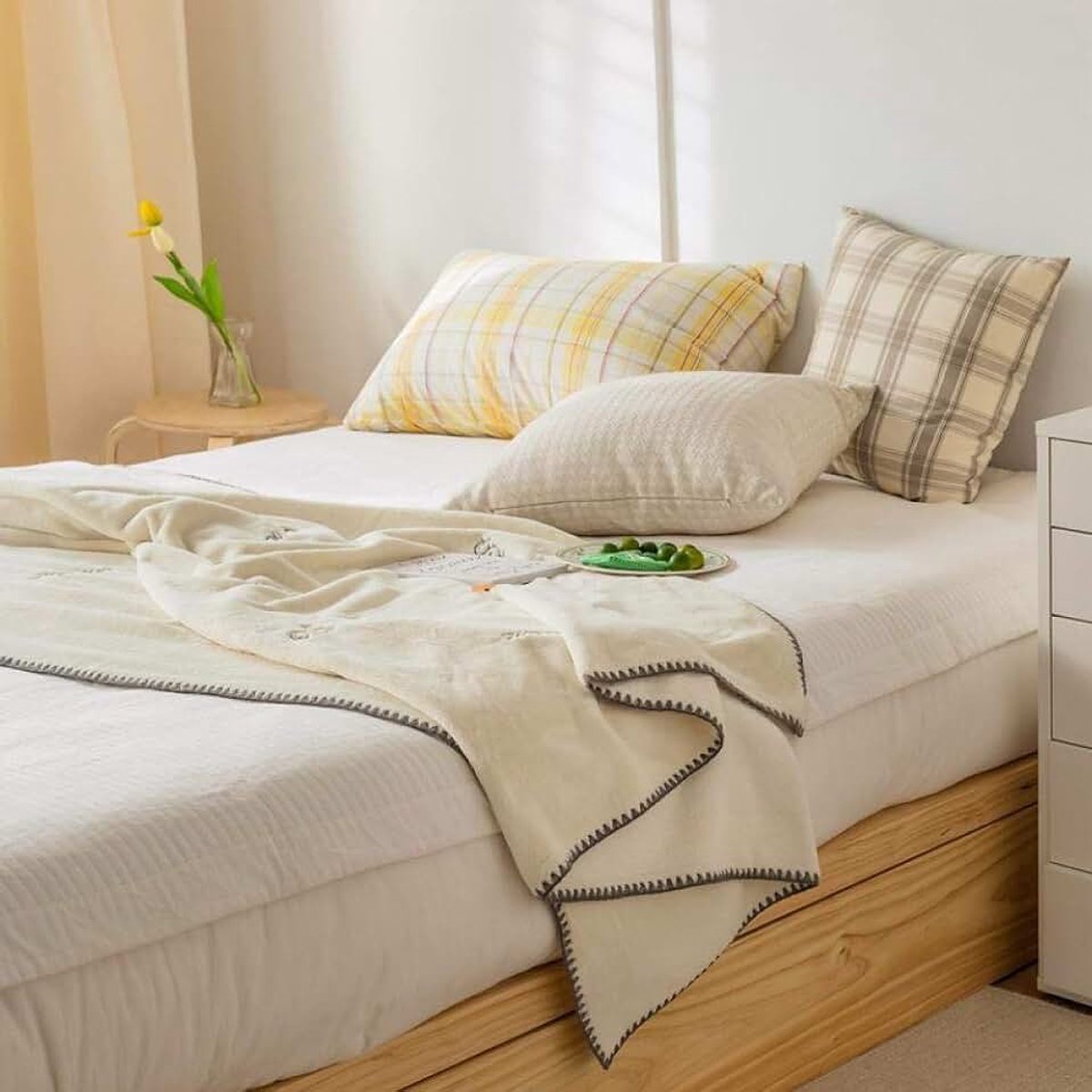 Fleece Dekens Zilvergrijs Reisformaat-Superzacht Fluffy Warm Effen Bed Gooit voor Sofa Microfiber Deken-Chick-White_95 * 150 cm