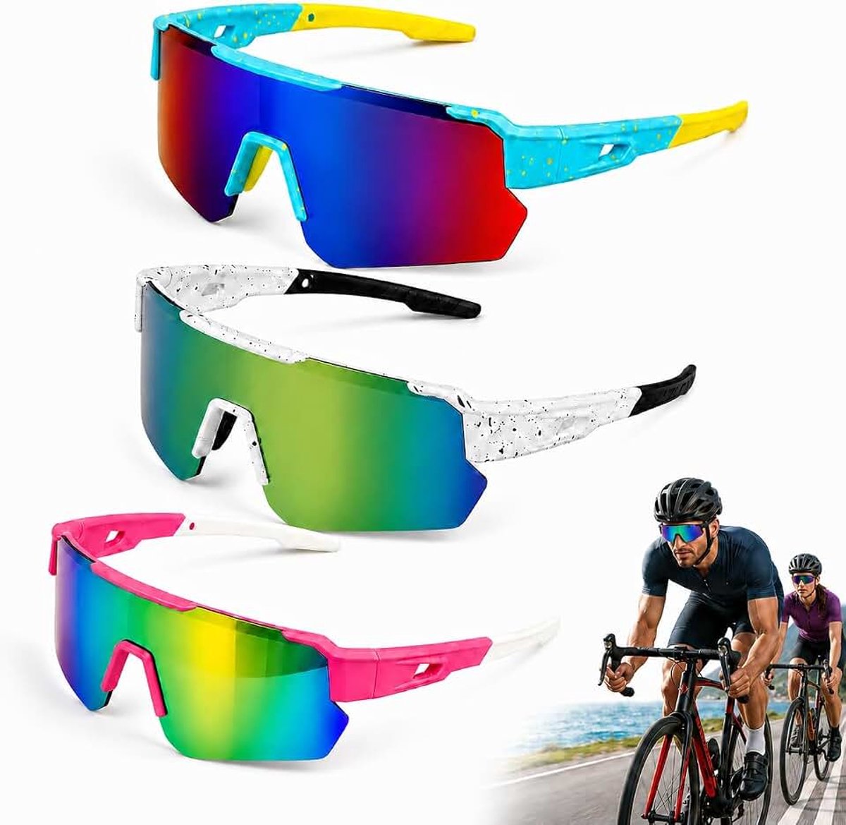 Bril heren dames gepolariseerde fietsbril heren hardloopbril dames sportbril fietsbril sport zonnebril voor outdooractiviteiten MTB racefiets fietsen fietsen skiën golf