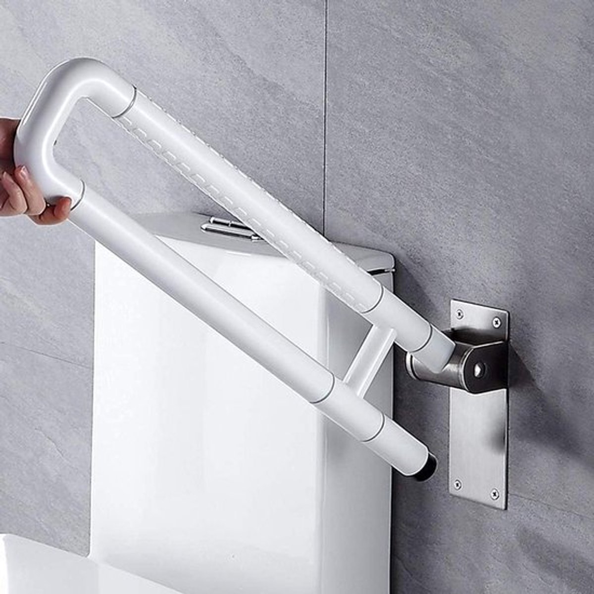 Steungreep van roestvrij staal voor badkamer - wandgreep voor senioren en gehandicapten met bevestiging voor bad en toilet.