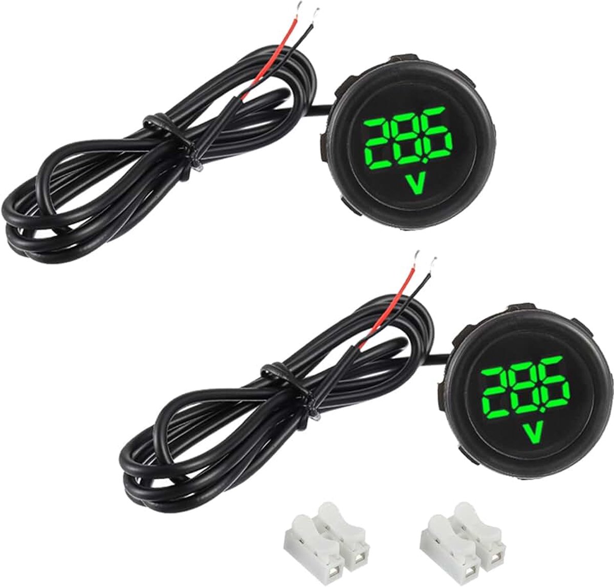 Voltmeter DC 4-100 V, 3 cijfers van 2 draden, tester, led-display voor auto, motorfiets, marineblauw, vrachtwagen, boot, camper, caravan (groen)