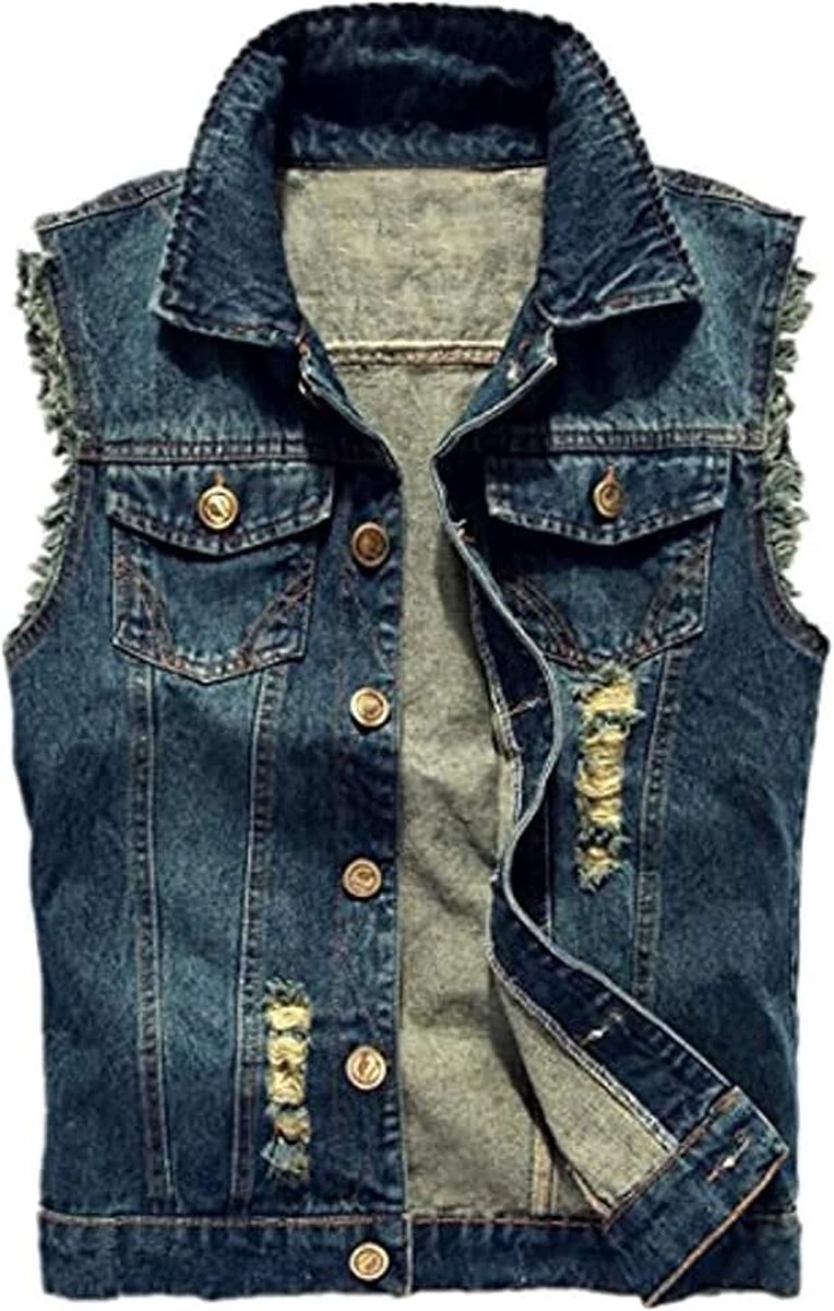 Denim vest voor heren, klassieke mouwen, dunne jassen