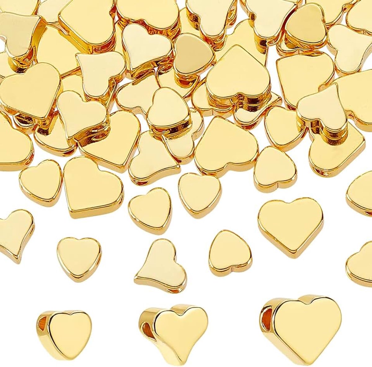 Kralen, 60 stuks, valentijnskralen, 3 maten, langdurige afstandskralen, metalen messing minnaarkralen, sieradenkralen voor moeder, ketting, armband, oorbel, sieraden maken