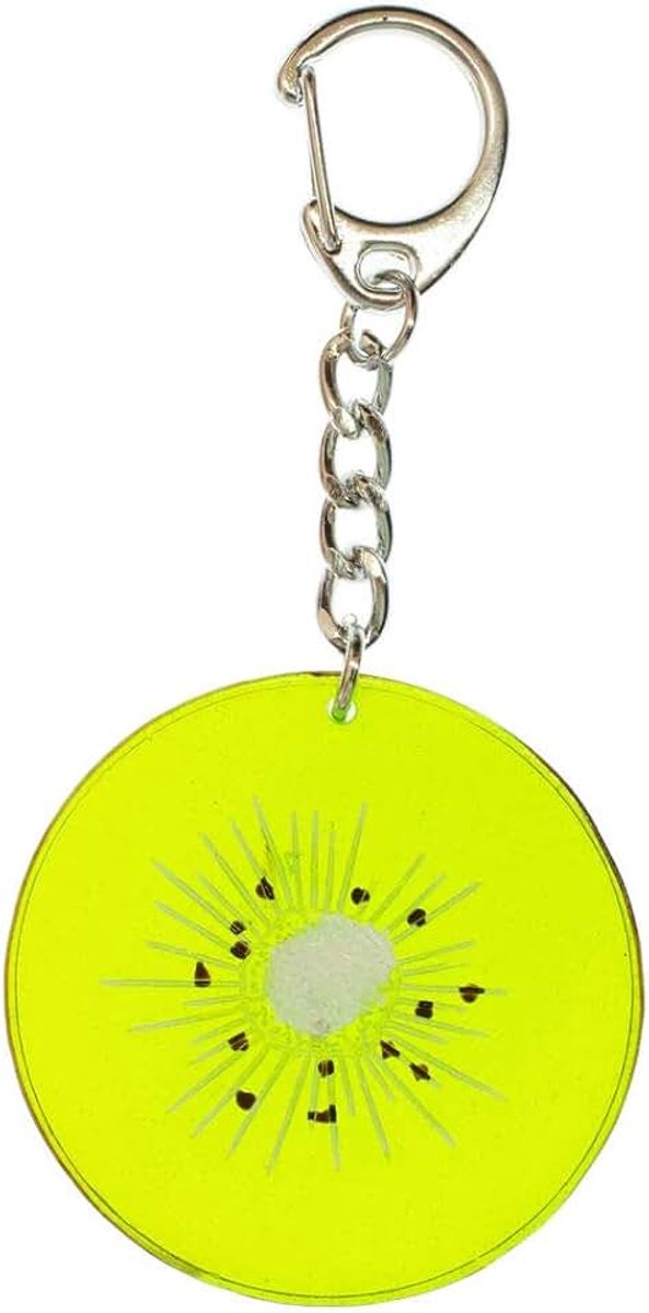 Kiwi Sleutelhanger Kiwi, fruit, eten, vrucht, handgemaakt, modesieraad, hanger, sleutelring, sleutelring, groen, 47mm