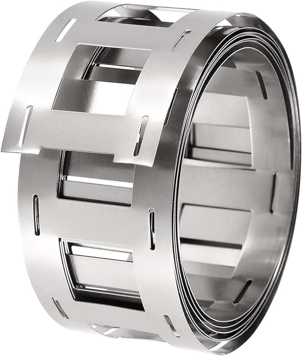 Sourcing map 1 rol 1 m vernikkelde stalen strips, aansluitende plaat stalen band 27 x 0,2 mm (B x H) voor accu- en puntlassen