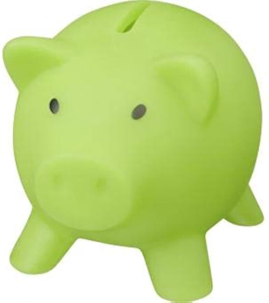 Spaarvarken gemaakt van PVC met zacht lichaam in levendige kleuren. Originele spaarpot voor kinderen, met deksel, licht en robuust, limoengroen
