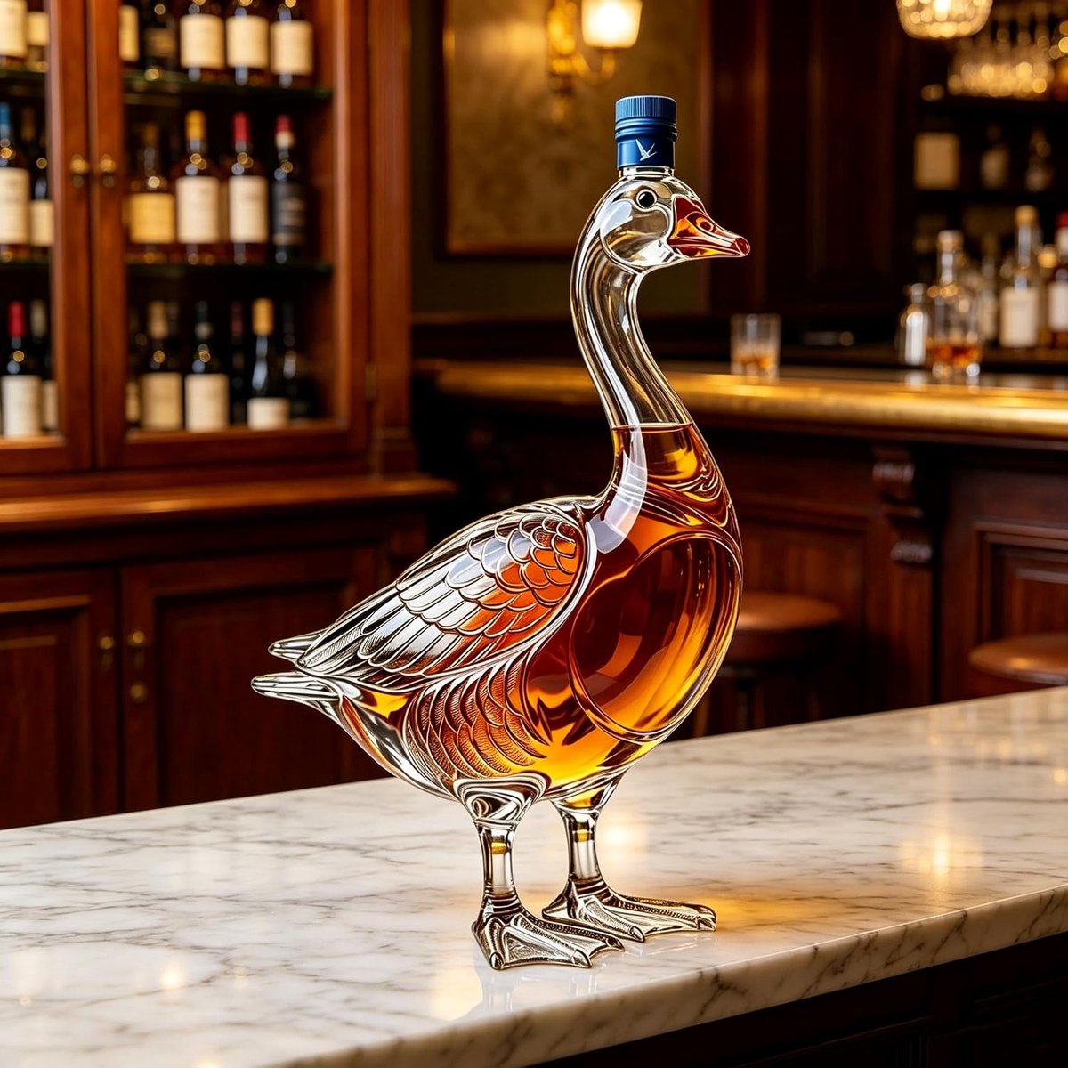 Casalora Fles in de vorm van een gans – 3D-gevormde wodkafles – Flessenhouder in de vorm van een gans – Heldere fles – Geschikt voor bars en thuisgebruik (heldere ganzenvorm) – Transparant