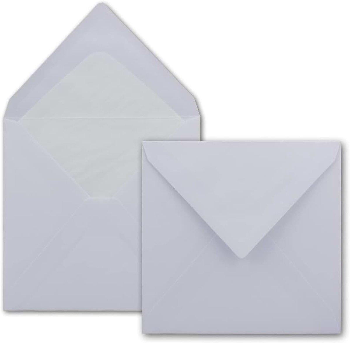 Neuser Enveloppen, 25 stuks, hoogwit, vierkant, 145 x 145 mm (14,5 x 14,5 cm), gevoerd, 100 gram per m², natte plaksluiting met puntige klep