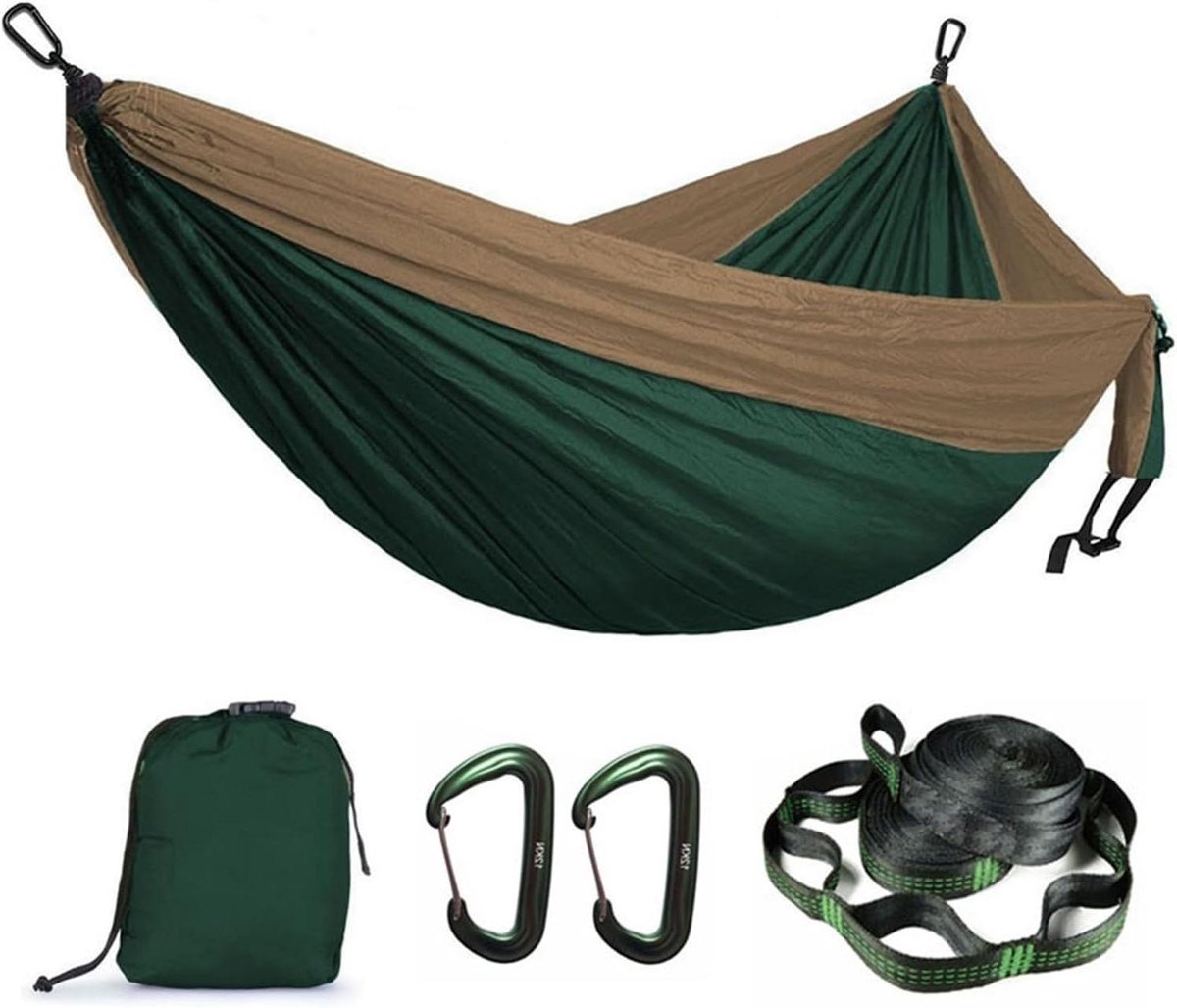 Camping Hangmat - Parachute Hangmat - Ontspannen Buiten - Draagbaar en Lichtgewicht - 260 x 140 cm - Donkergroen