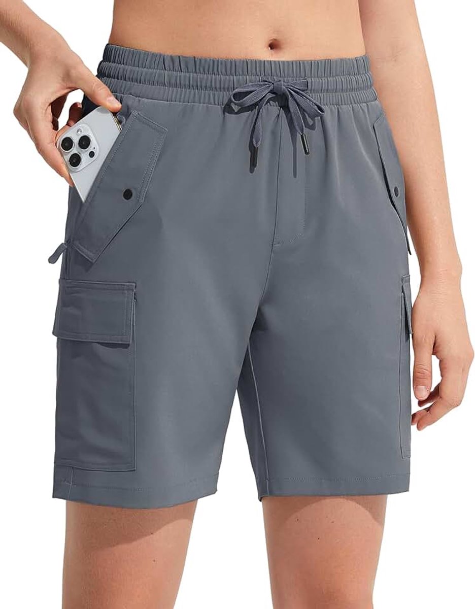 Dames Outdoor Snel Drogende Wandelshort Lichtgewicht Cargoshort met Ritszakken Zomershort voor Reizen Wandelen Kamperen Golf Sport