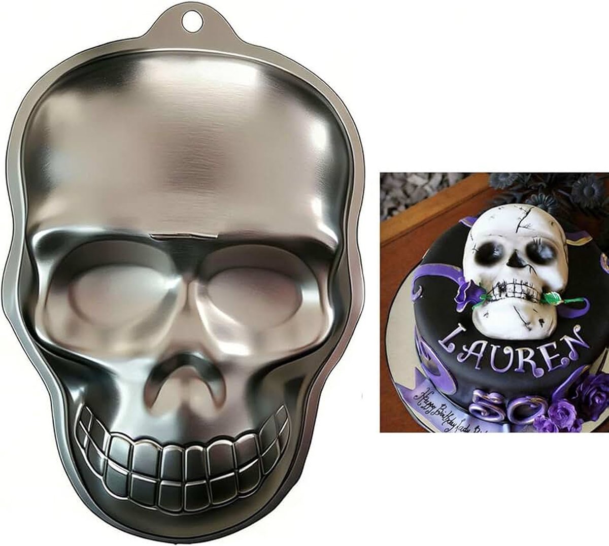 3D Schedel Bakvorm, Halloween Aluminium Bakvorm, Anti-Aanbaklaag DIY Bakgereedschap, voor Halloweenfeesten, doe het Zelf Taarten
