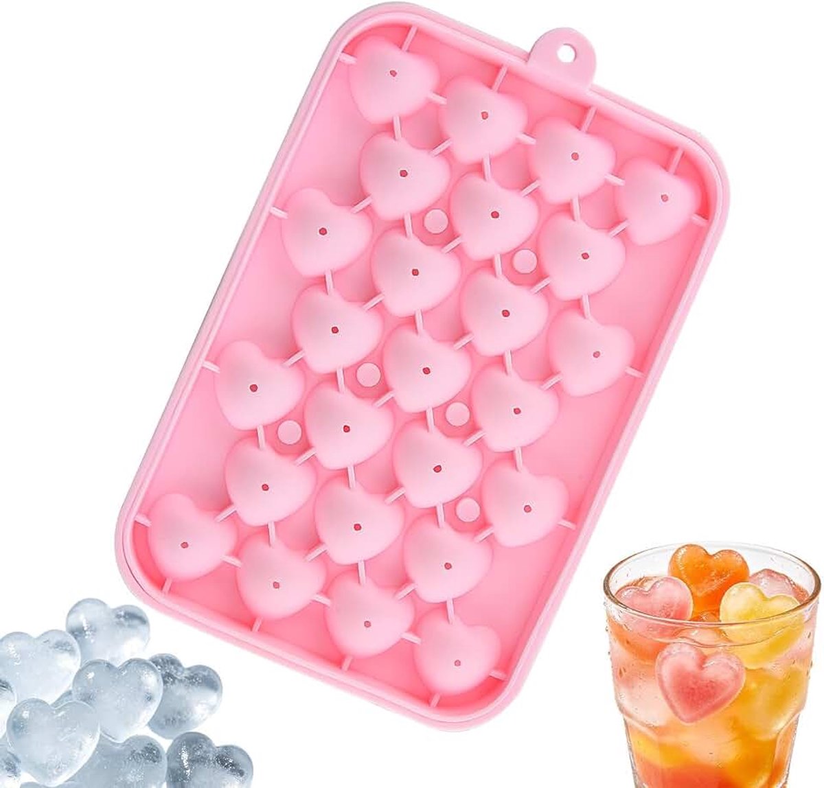 Ijsblokjeshouder, hartdesign, flexibele siliconen vorm - ijsblokjeshouder met deksel, voor cocktails, whisky, koffie, keuken, feesten, drinken, camping, chocolade