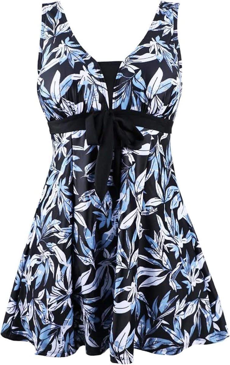Badpak voor dames, uit 1 stuk, buikcontrole, figuurvormend, grote maat, push-up, gevoerd, elegant