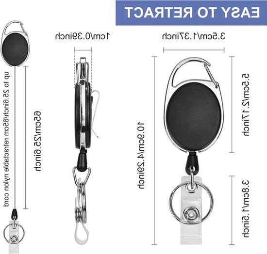 Set van 20 stevige uitrekbare badge-reels voor ID-badges, sleutelhangers en naamlabels, ideaal voor kantoor, zorgprofessionals en evenementen — afbeelding 5