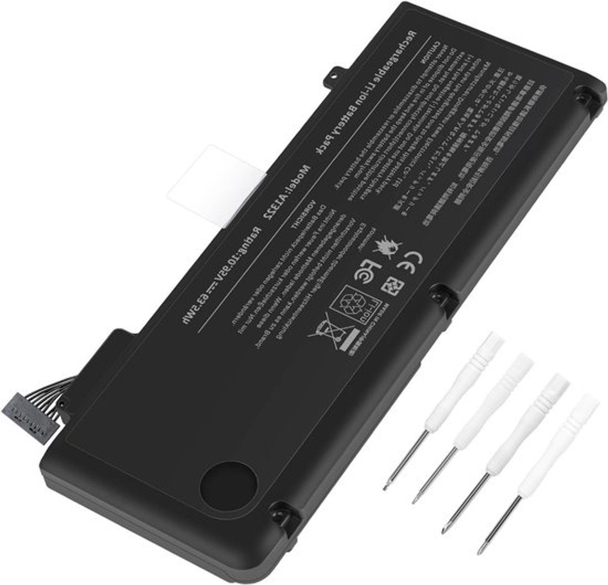 Vervangende batterij voor MacBook Pro 13 Inch (Mid 2009-2012) - 63.5 Wh, A1278, A1322, hoge kwaliteit en lange levensduur