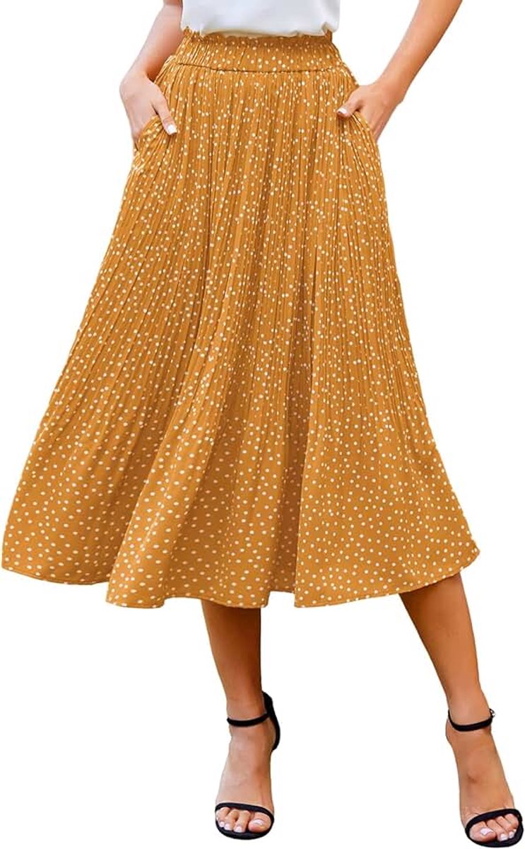 Chiffon rok boho retro maxi plooirok zomer rok met zak