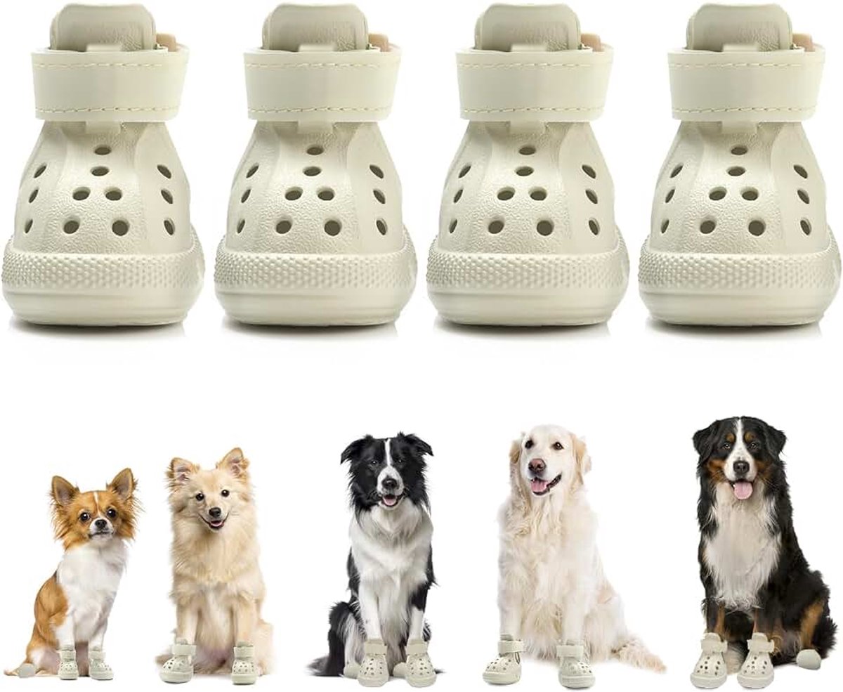 Schoenen voor warme vloeren, ademende antislip hondensandalen met reflecterende strepen, eenvoudig aan en uit te trekken, gemakkelijk te reinigen