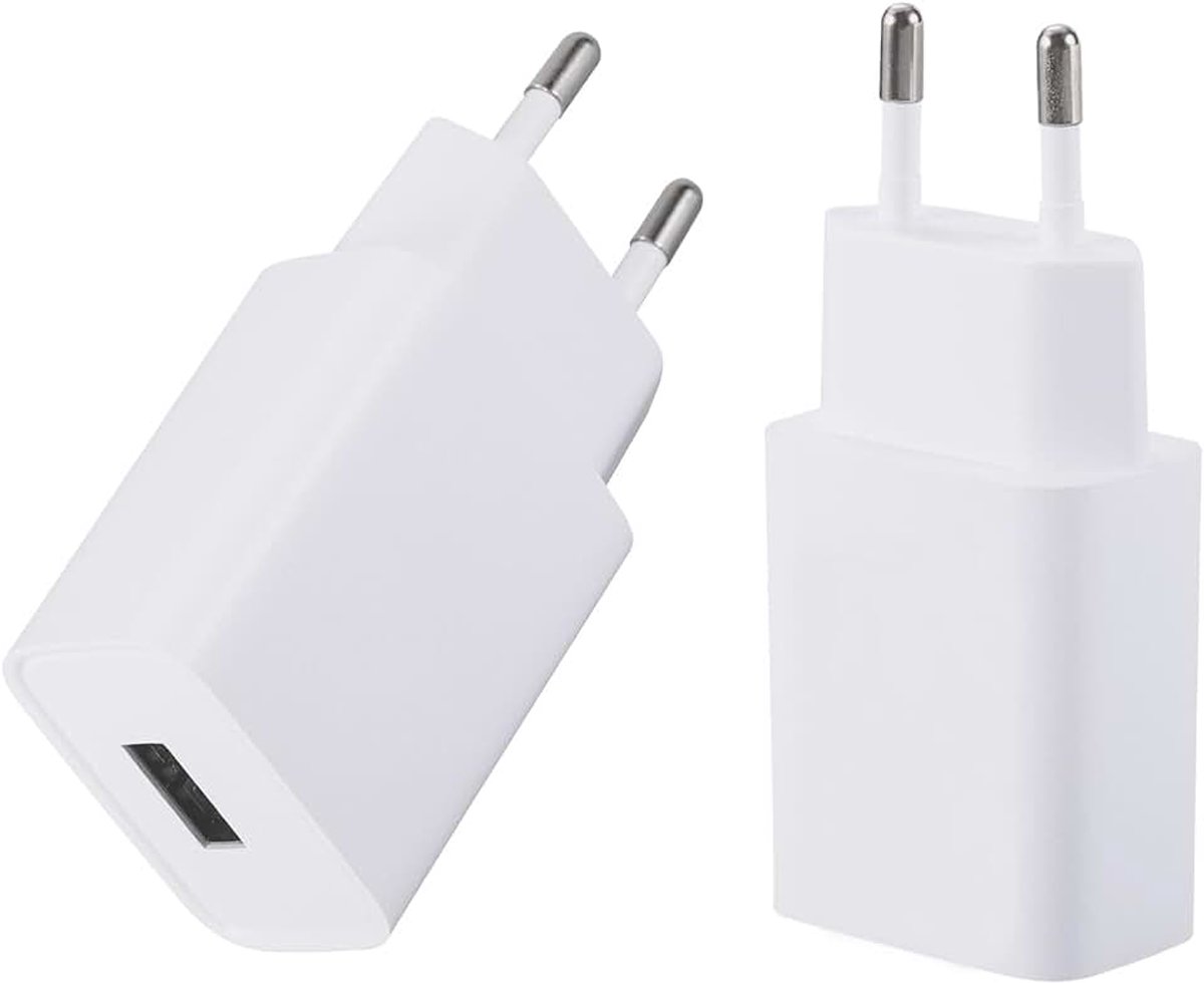 2-pack USB-Voeding 5 V/1 A Oplader, Stekker Laadstekker Stekkeradapter voor intelligente horloges/koptelefoon/camera/eBook reader/hoofdtelefoon en meer