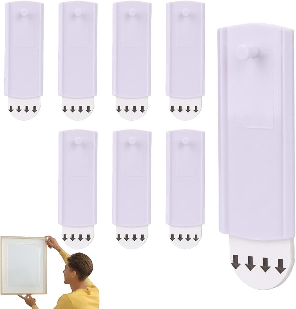 8 stuks fotohaken, zelfklevend, zelfklevende spijkers, ophangen zonder boren, beschadigingsvrije fotohaken, duurzame muurplakspijker voor posters, foto's en decoraties