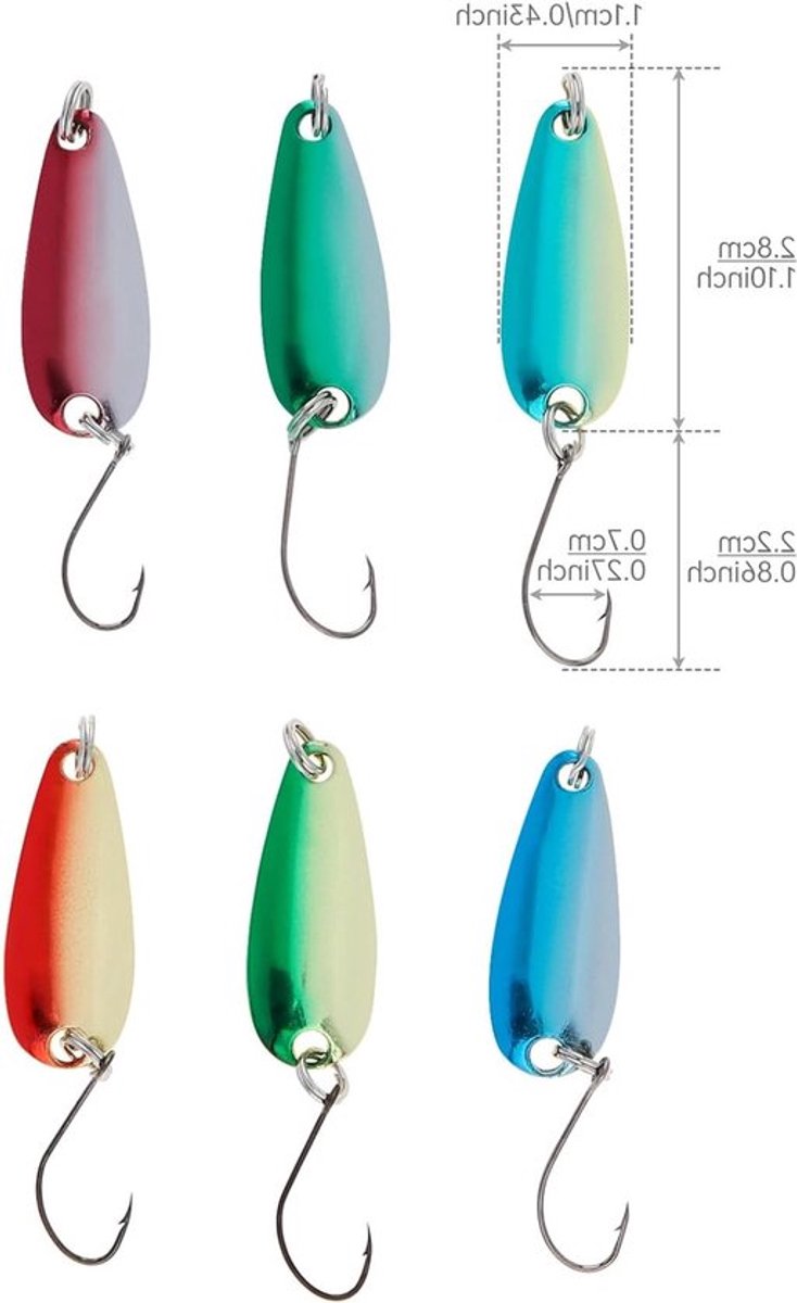 Zesdelige Visspinner Set met Sequins - Metaal Aas voor Forel, Snoek, Baars en Snoekbaars