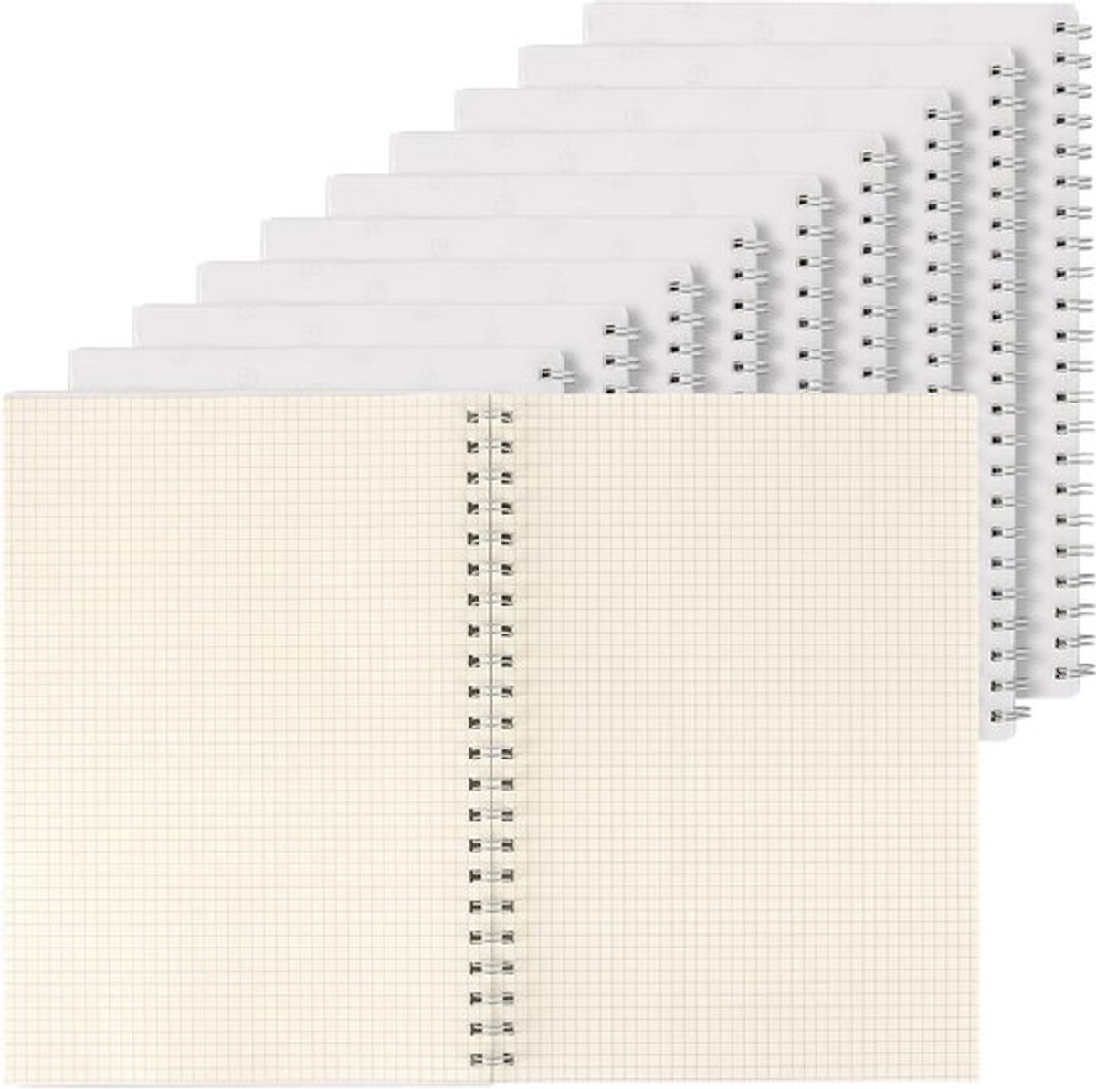 10-pack A4 spiraal notitieboeken met 80 vellen, ideaal voor schetsen, notities en journaling, 21 x 29 cm, transparante omslag, 80GSM papier