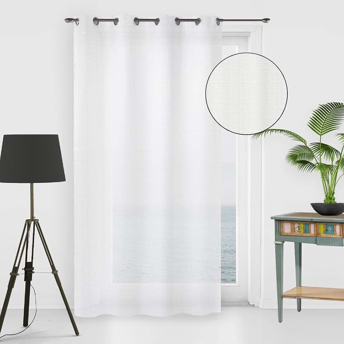D'Ocre Venemie Voilage, Zeil, Polyester, Wit, 140 x 250 cm