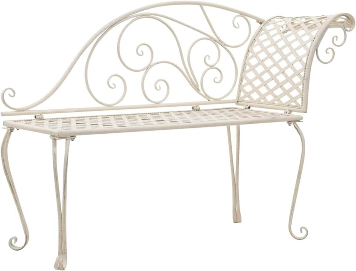 Ligstoel, 128 cm, van metaal, antiek-wit, ligstoelen, voor buiten, zwembad