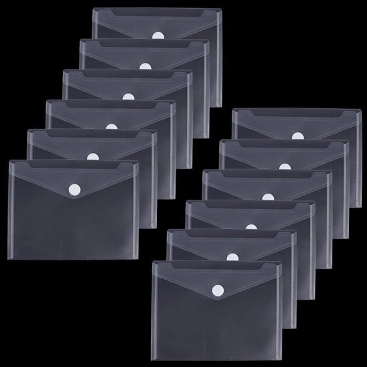 - Transparante Plastic Envelopzakken - Herbruikbare - Grote Formaat - Waterdichte - Papieren Kaarthouder - Bulkverpakking - Drukknoopsluiting - Documenten Thuiswerk - 12 Stuks 9x7 Inch - Doorzichtige Mappen