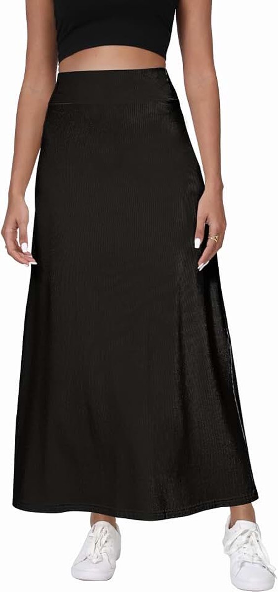 Comfort Verdikking A Lijn Hoge Taille Maxi Rok Elastisch Taille Breien Lange Rokken