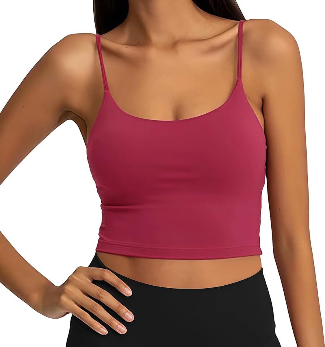Sporttanktop voor dames, basic top, mouwloos, ademend en licht, voor gym, yoga, casual, korte tanktop met spaghettibandjes