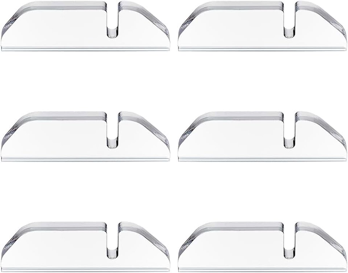 6 STKS Acryl Display Stand Twee Deel Clear Acryl Foto Houder Plaat Stands Kaarthouder Display Stand met Gegroefd Ontwerp voor Frame, Schildersezel, Plaat, Tijdschriften 9,8 x 3,5 cm