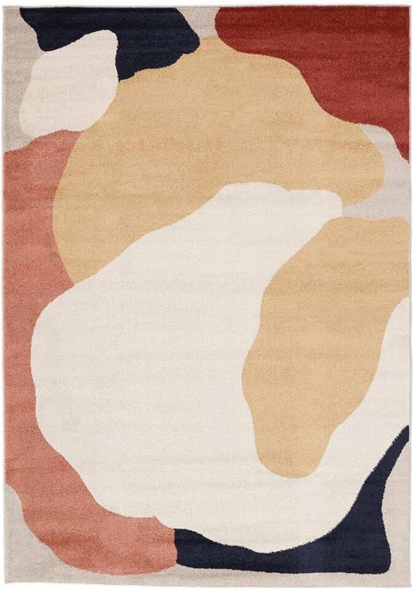 Big Sur Vloerkleed, 100 x 160 cm, Geel/Crème wit Beige | Moderne, Rechthoekig, Middelpolig, Alleen chemisch reinigen, Oeko-Tex 100, Woonkamer, Slaapkamer
