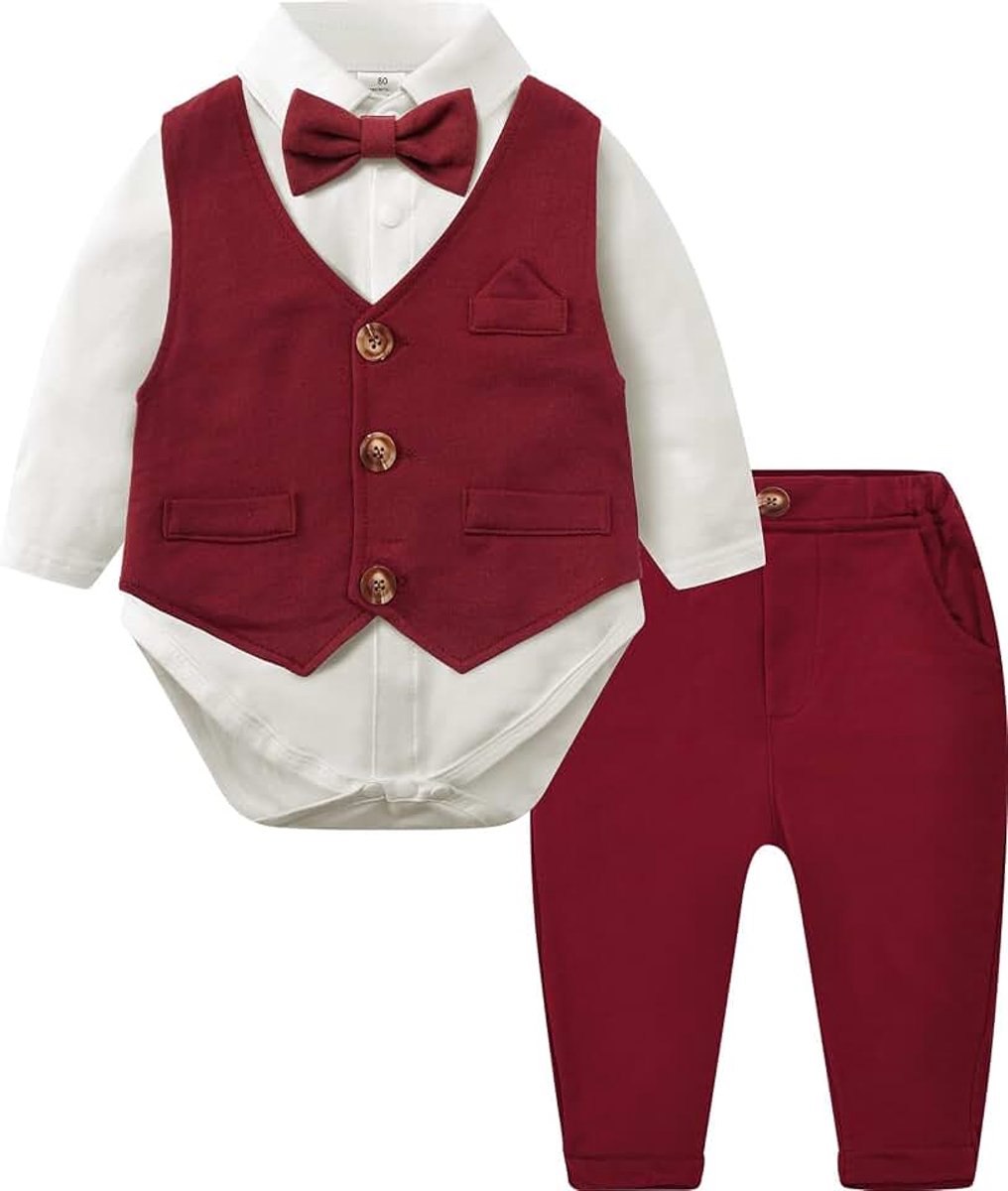 Mintgreen Babyjongen Formeel Bodysuit, 3 Stukken Heer Kleding Doop Smoking Shirt & Vest + Broek