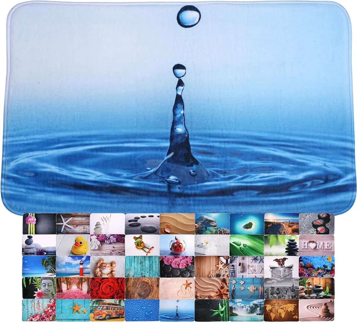 Badmat druppels 50 x 80 cm, hoogwaardige kwaliteit, zeer zacht, sneldrogend, wasbaar, antislip, geschikt voor vloerverwarming