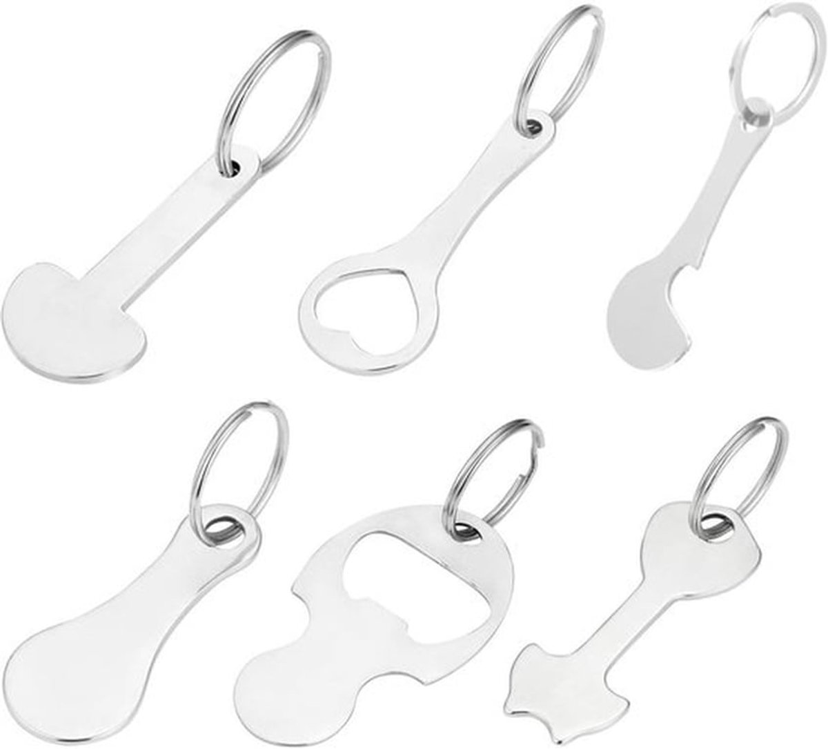 Winkelwagenontgrendeling van metaal - Set van 6 stuks - Chip - Afneembaar - Munten - Winkelwagen - Gadgets