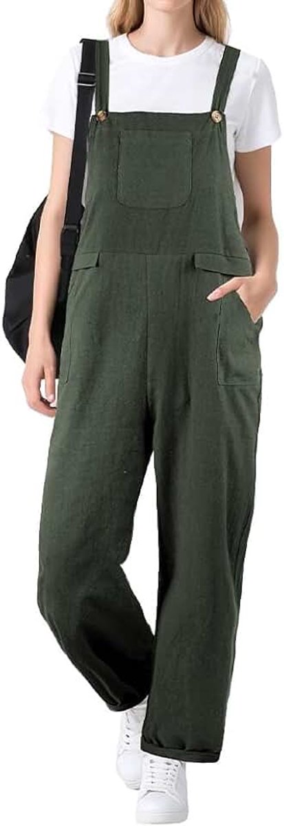 Jumpsuit voor dames, zomer, grote tuinbroek voor de zomer, verstelbaar, casual, verstelbaar, met riem, losse pijpen, romper