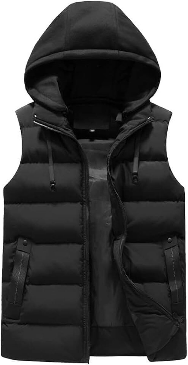 Heren Hooded Gilet Casual Winter Winddicht Gewatteerde Bodywarmer Outdoor Dikke Gewatteerde Puffer Body Warmer