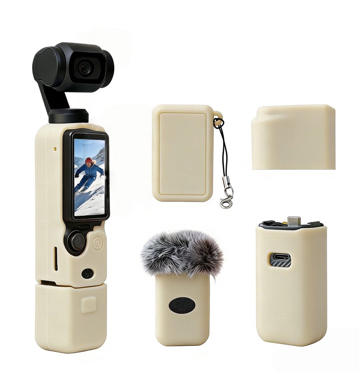 Casalora Beschermhoes voor DJI Osmo Pocket 3 -Silicone - Cover - Action Cam Accessoires -Abrikoos