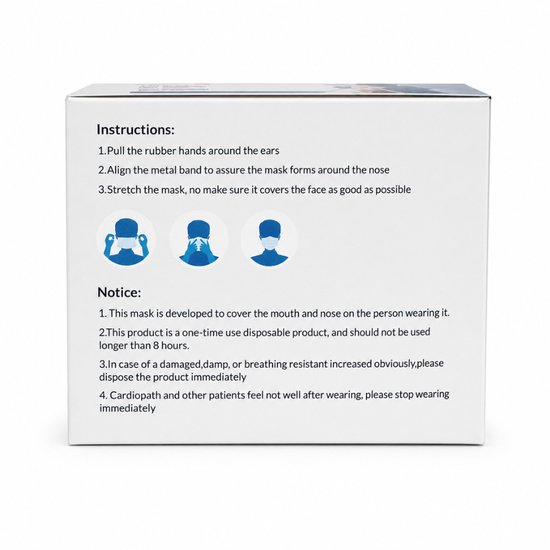 Medische Mondmaskers Type IIR – 3-Laags – CE Gecertificeerd – BFE >98% – Blauw – 100 Stuks