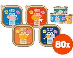Tommie the Cat - 80 x 85gr - stukjes in saus, mousse & paté mix smaken - kattenvoer natvoer - voordeel verpakking - zonder suiker en graanvrij