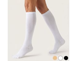 MoveWell® Chaussettes de compression blanches 15–20 mmHg – Femmes & Hommes – Bas de contention – Taille L (39 - 43) - Chaussettes de compression pour la course, la marche et l'avion