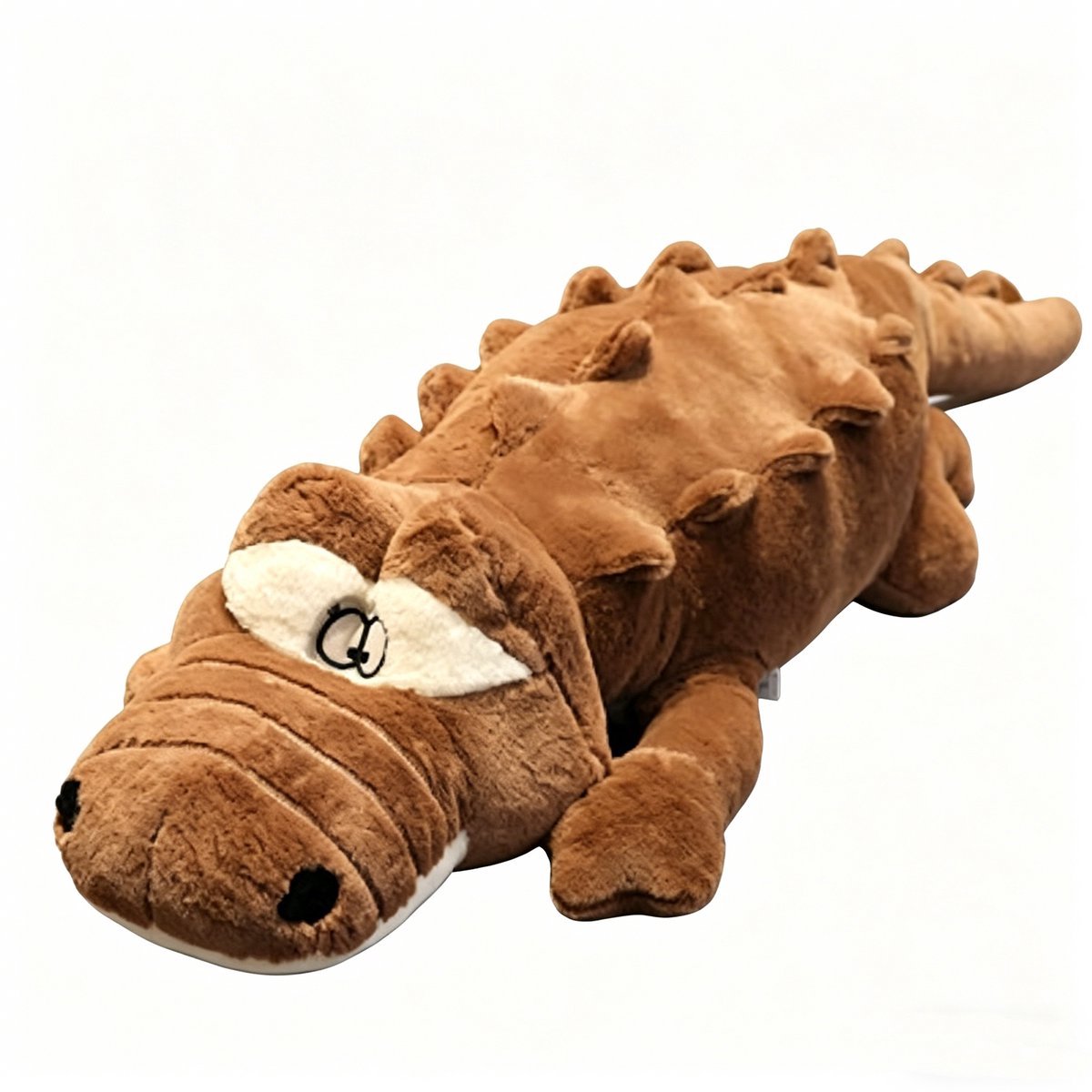 Casalora Pluche Knuffel – 100 cm – Grote Pluche Krokodil Knuffel – Zacht Lichaamskussen – Grappig Decoratief Bedkussen – Schattig Krokodilkussen – Bruin